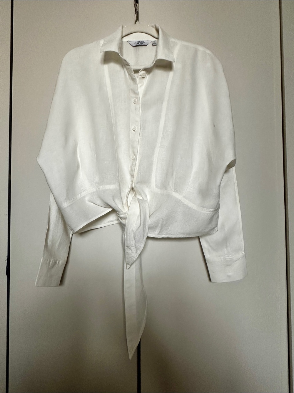 & OTHER STORIES 100% Linen Tie-Front Button Shirt Jacket Blouse Lightweight Sz 8